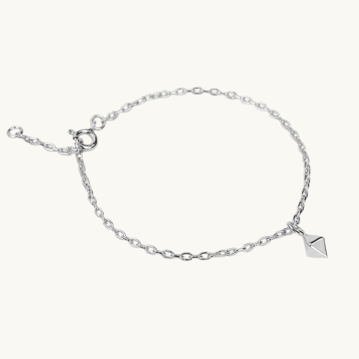 Bracelet with diamond pendant in sterling silver