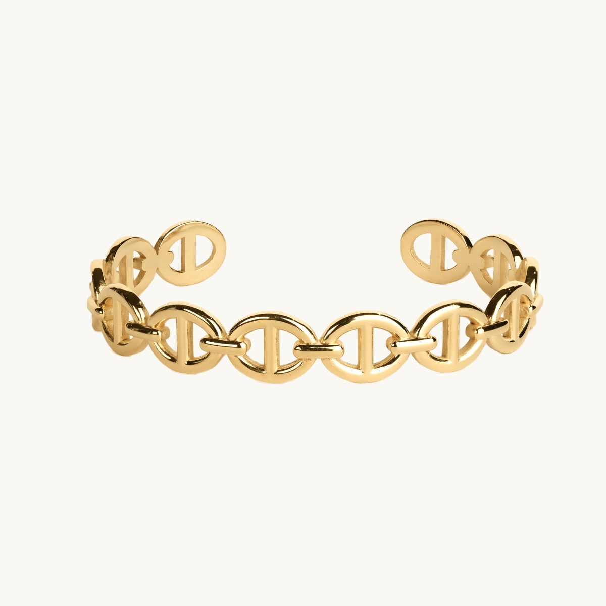 A gold anchor chain bangle