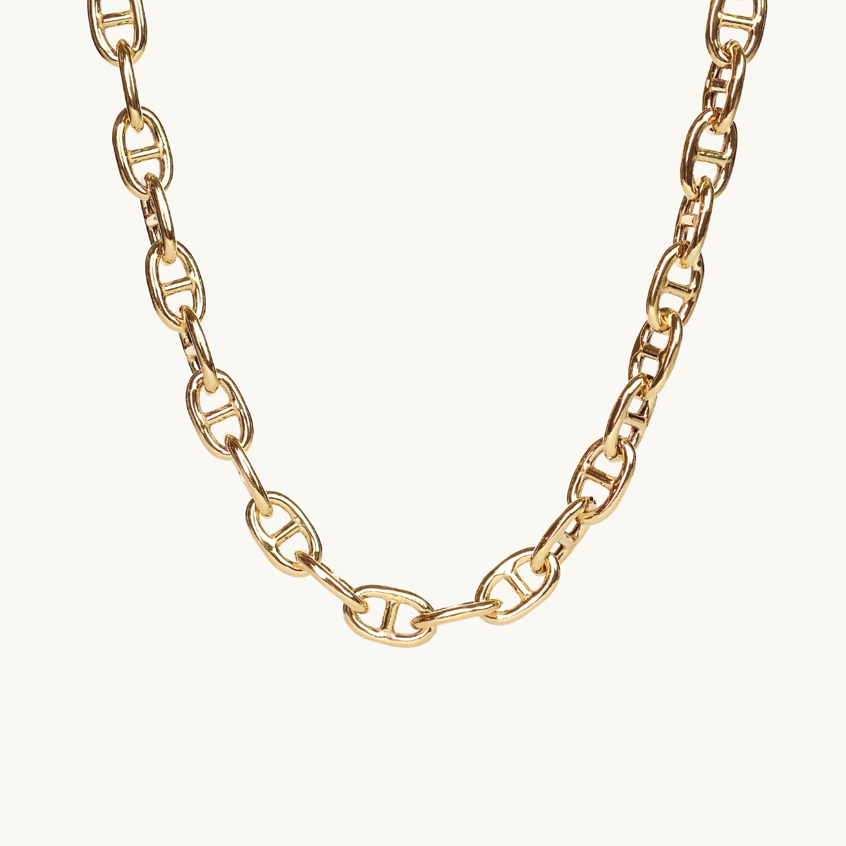 Gold necklace with anchor link chain