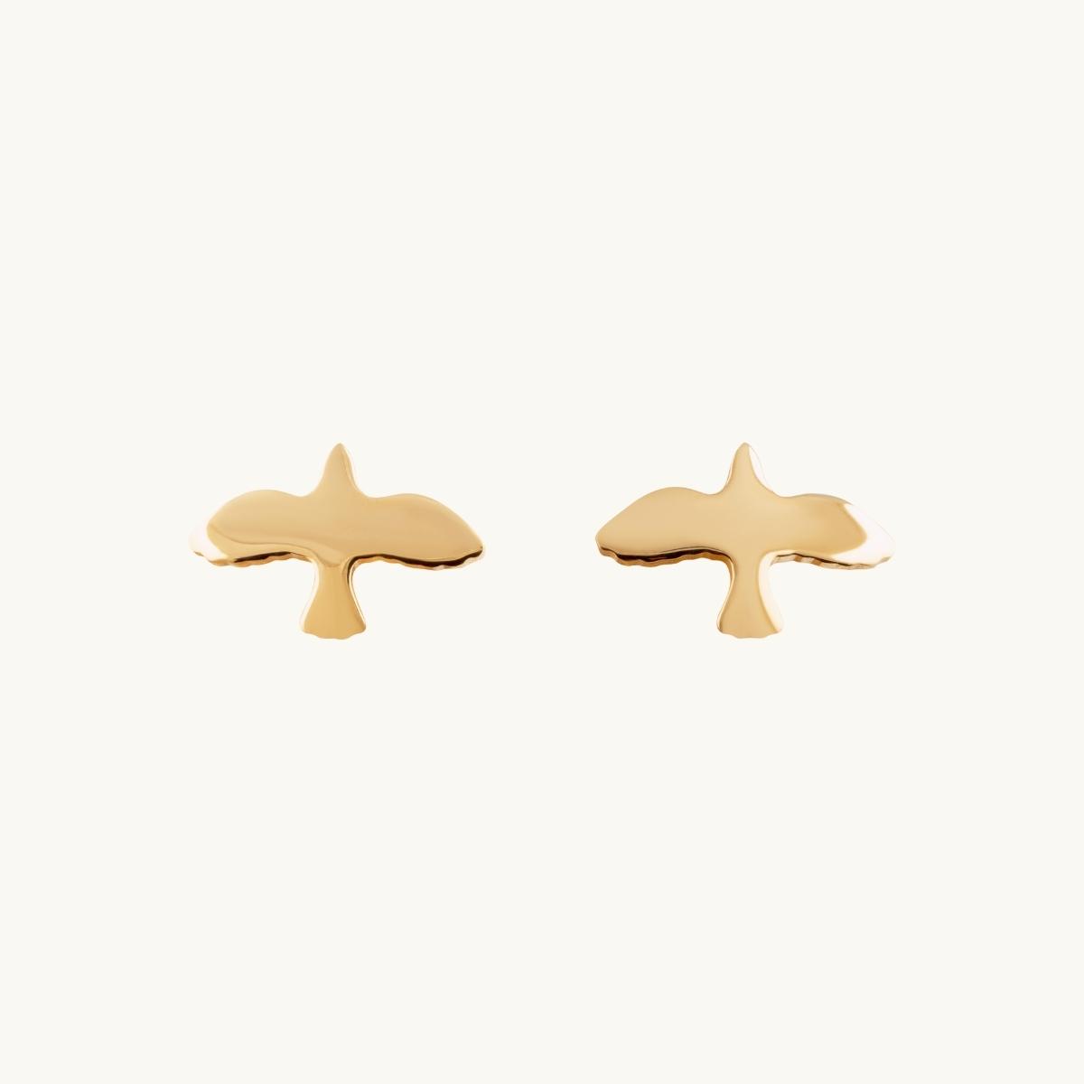 Dove earrings in 18K gold, on pin