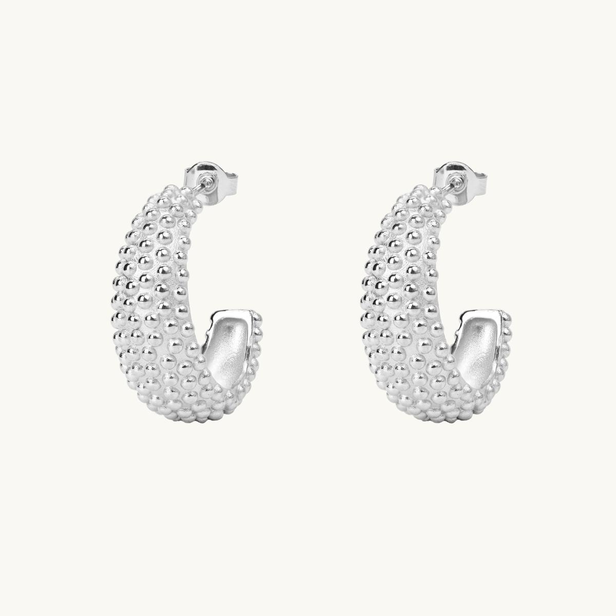 Earrings with globes, dew in silver
