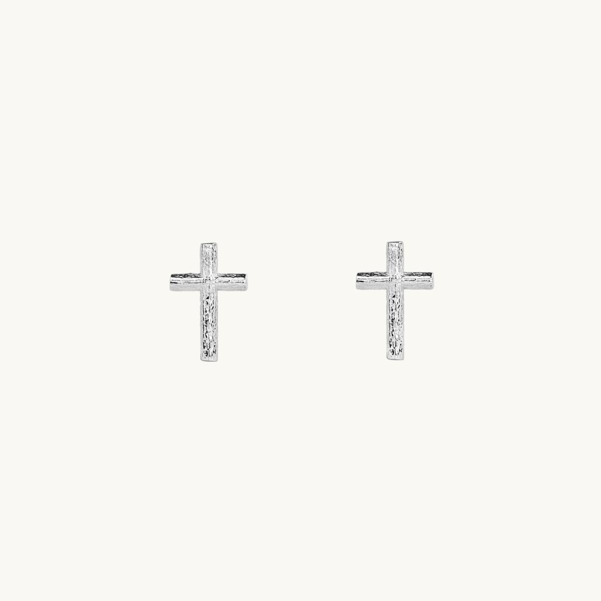 Cross pin earrings in silver