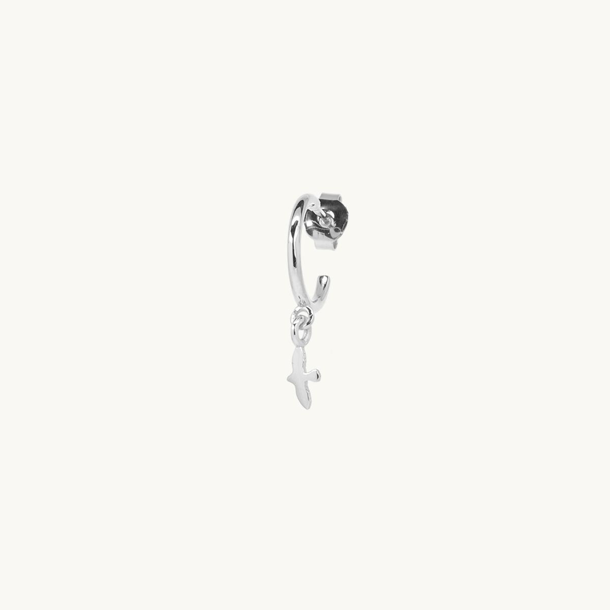 Small silver dove on hoop, hook