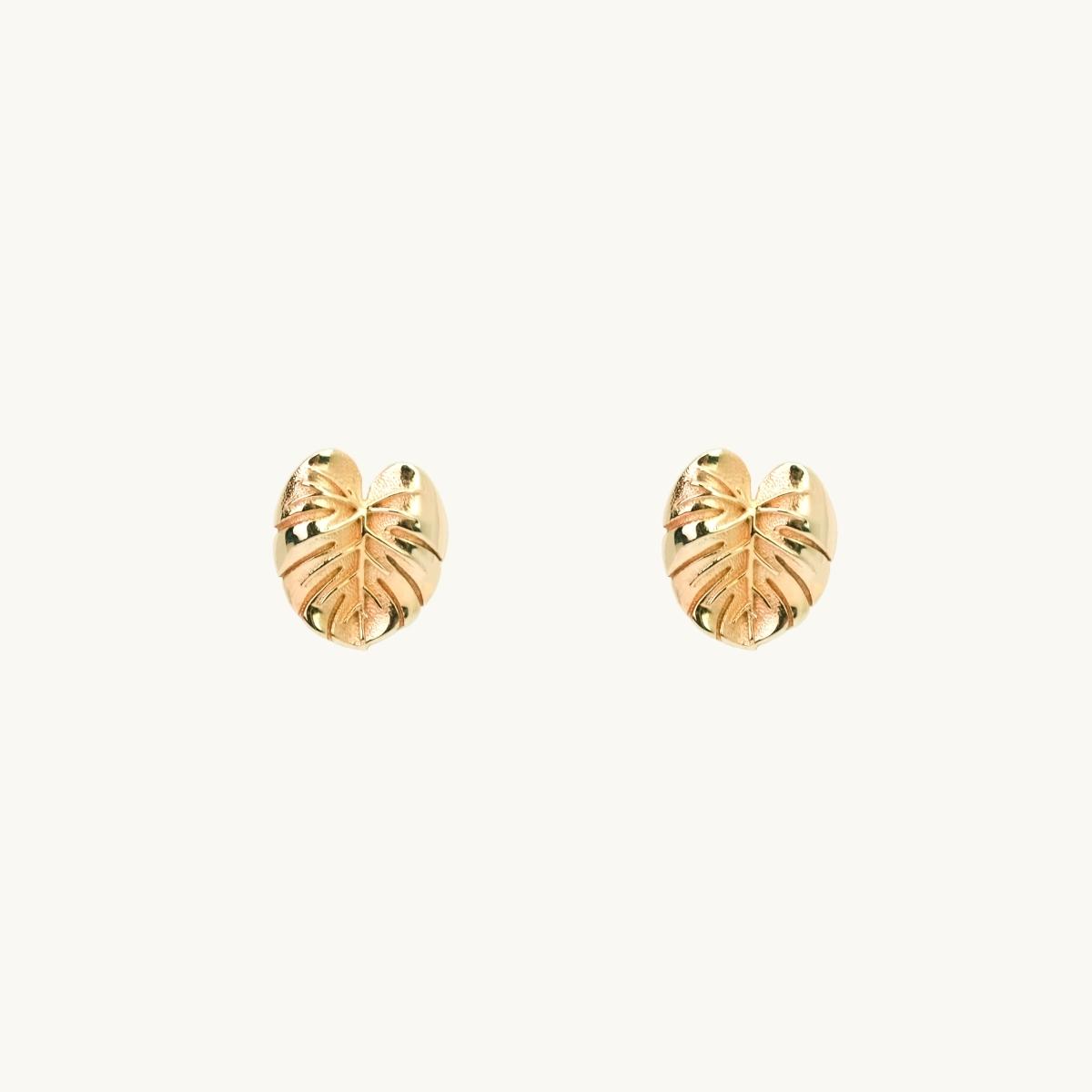 Earrings mini palm, 18K gold plated brass