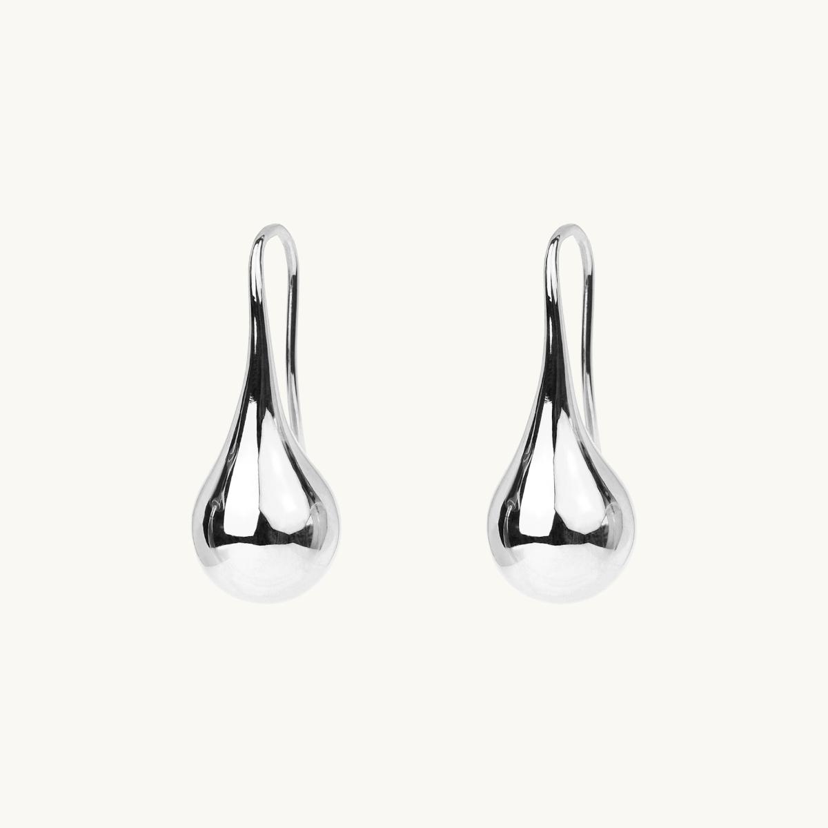 Earrings on hooks, drop, globe, sterling silver 925