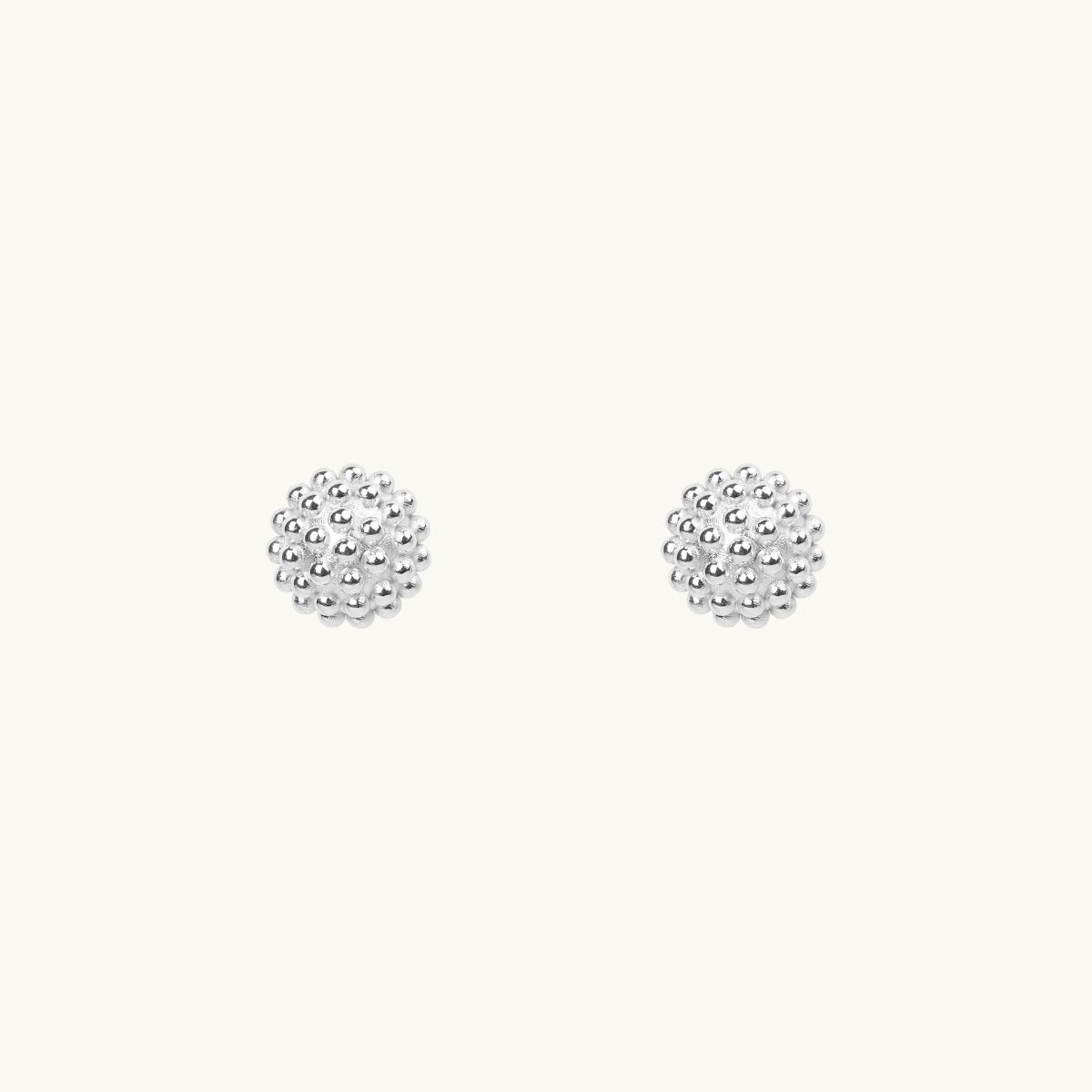 Small pin earrings in silver, Dew Globe