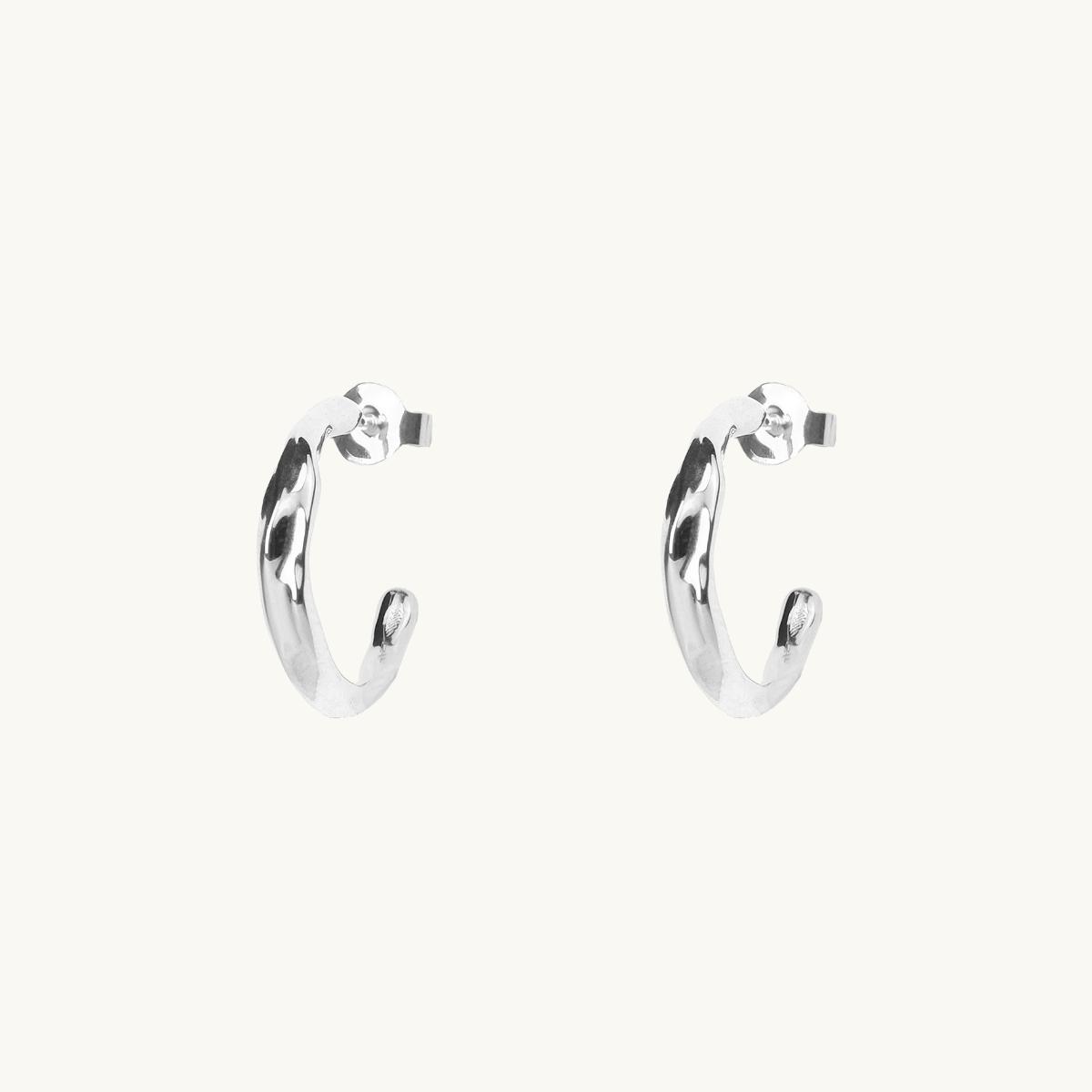 Earrings in silver, organic hoops