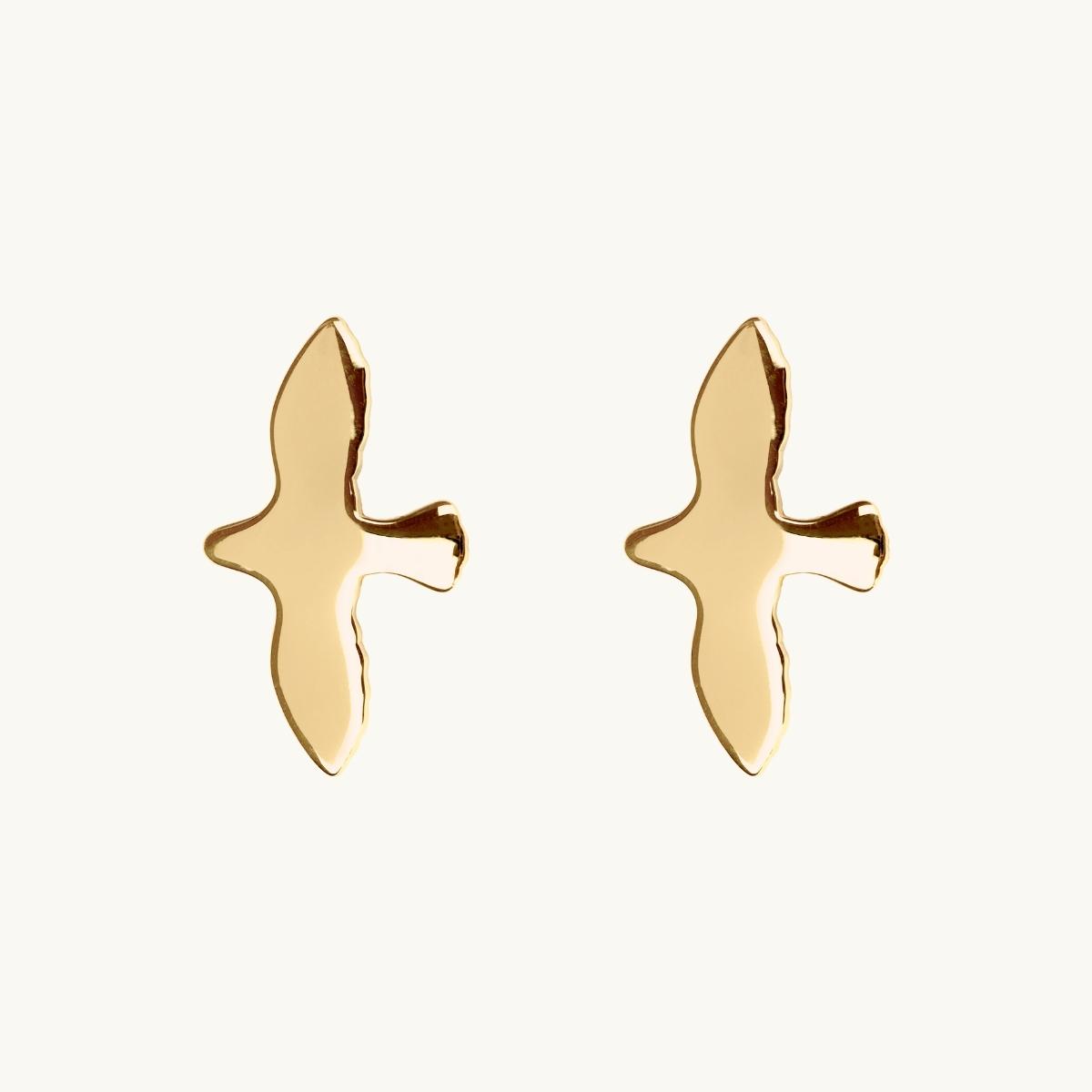 Earrings in 18K gold plated brass in shape of a dove