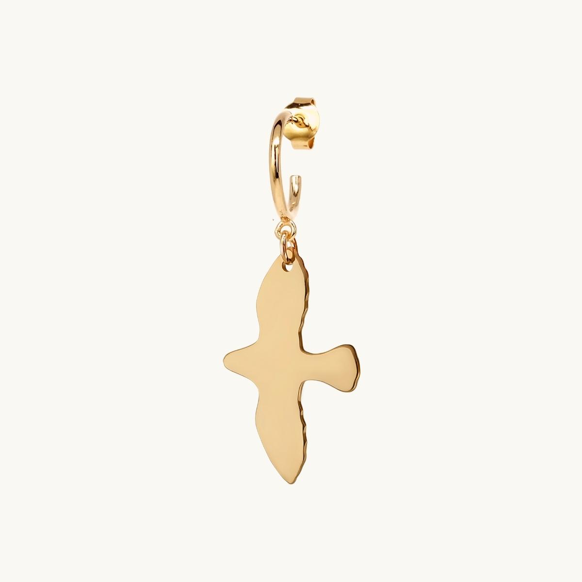 Hoop with a dove in gold