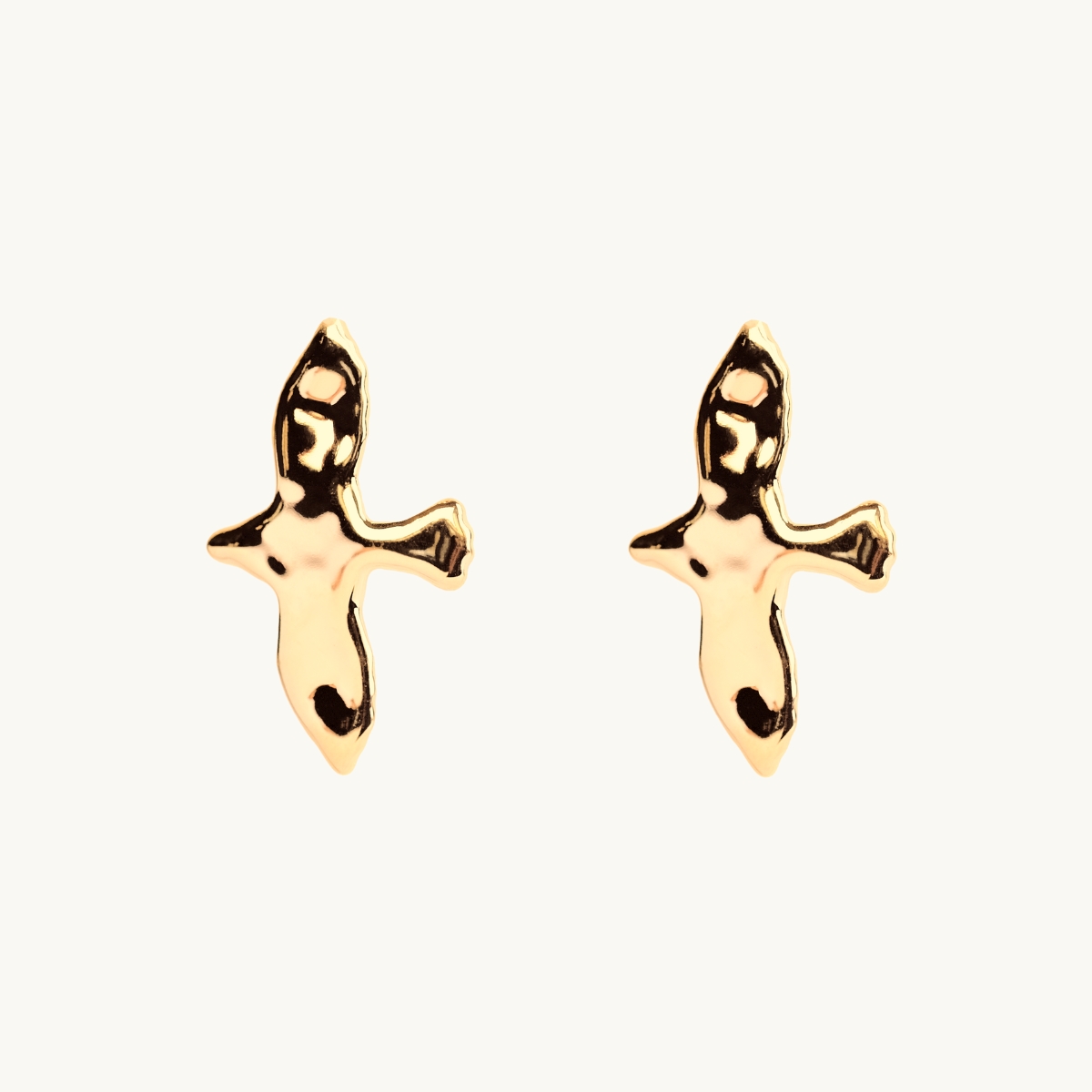 Large pin earrings in 18k gold plated brass