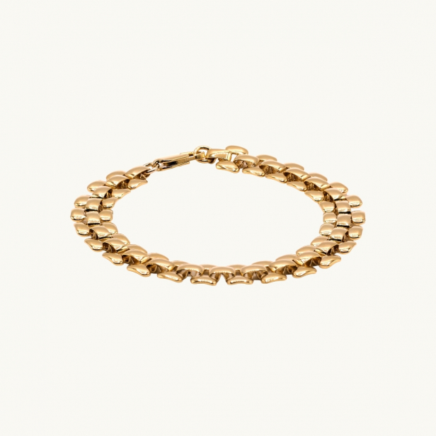 Gold bracelet with small rectangular links