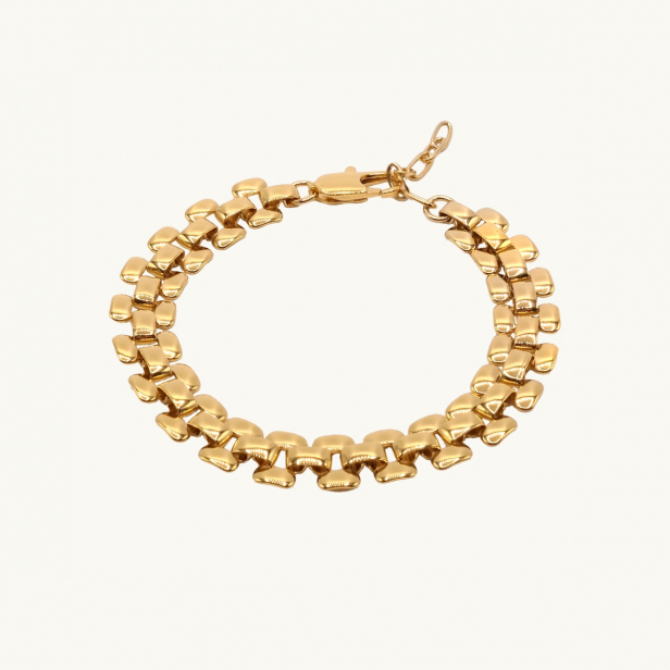 Gold bracelet with small rectangular links