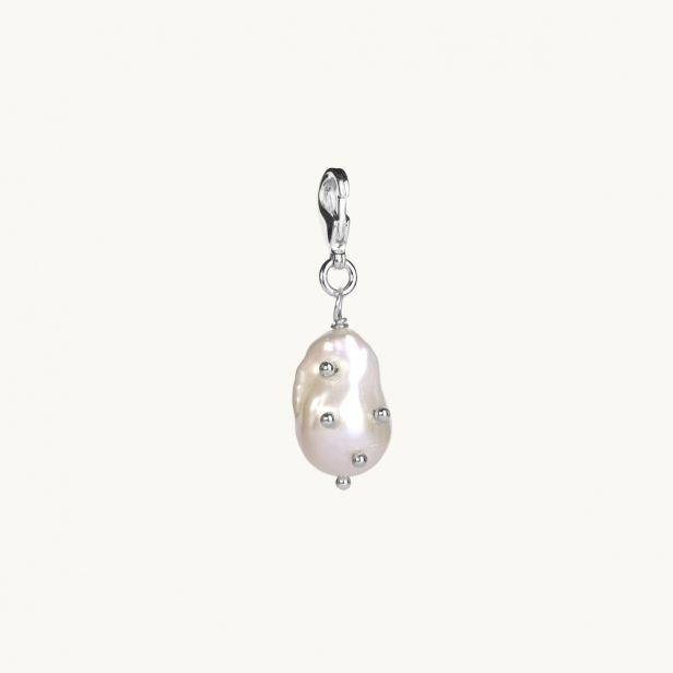 Freshwater pearl with silver studs
