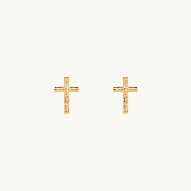 BRANCH CROSS PIN EARRINGS GOLD