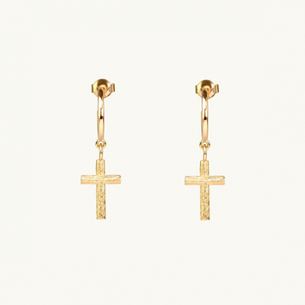 BRANCH CROSS EARRINGS GOLD