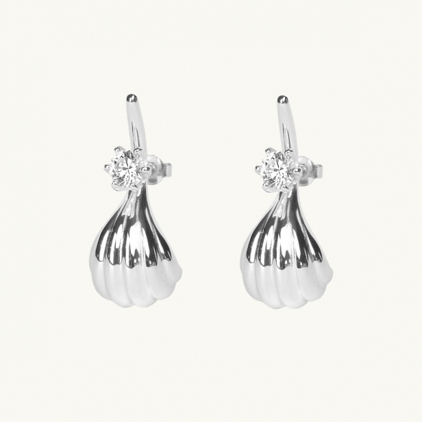 FIG STONE HOOPS SILVER