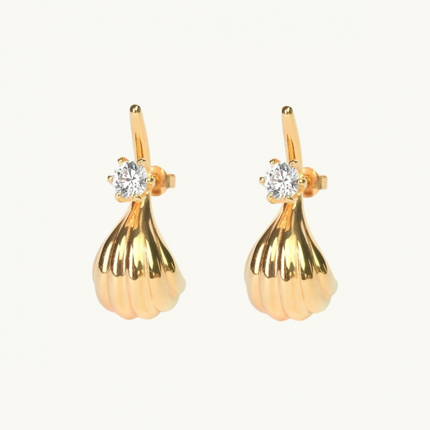 FIG STONE HOOPS GOLD