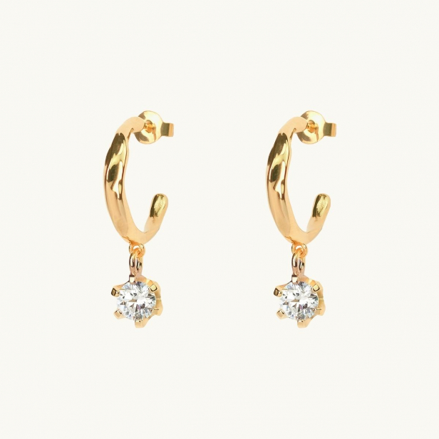 ORGANIC STONE HOOPS GOLD