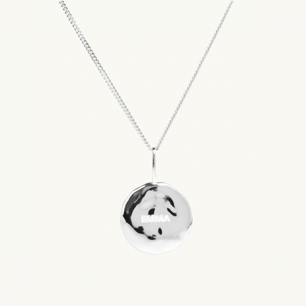 NAME COIN NECKLACE ORGANIC SHAPE SILVER