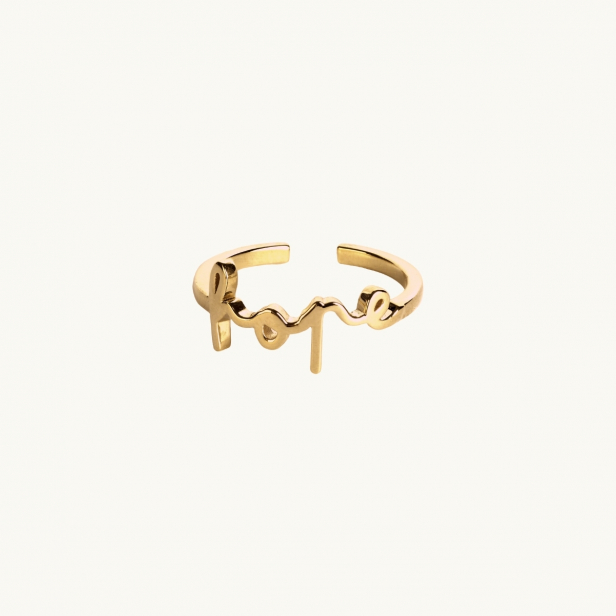 a ring with the word hope, in gold