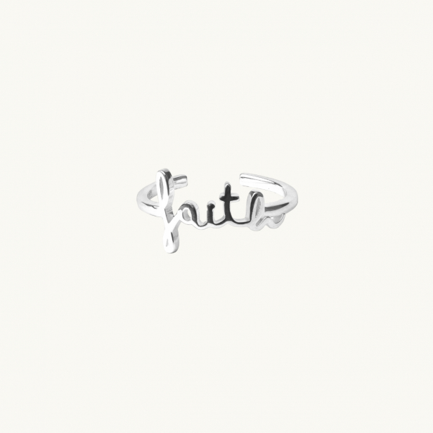 Ring in silver with the word faith