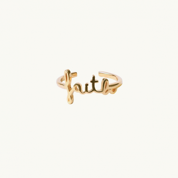 Ring in gold with the word faith