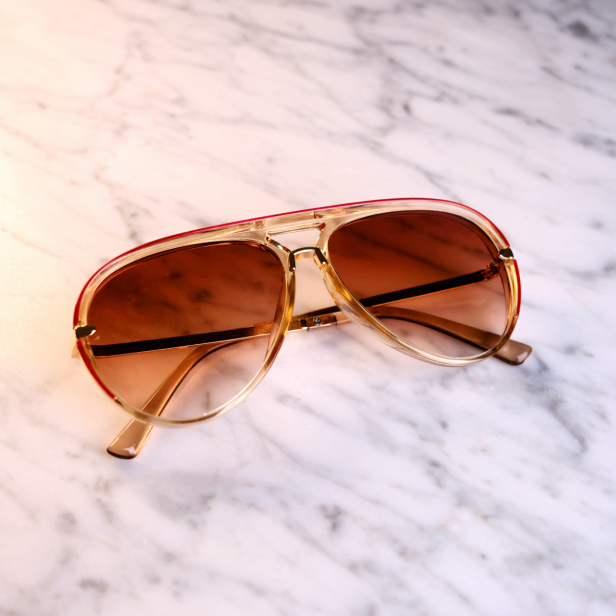 Champagne-colored aviator sunglasses