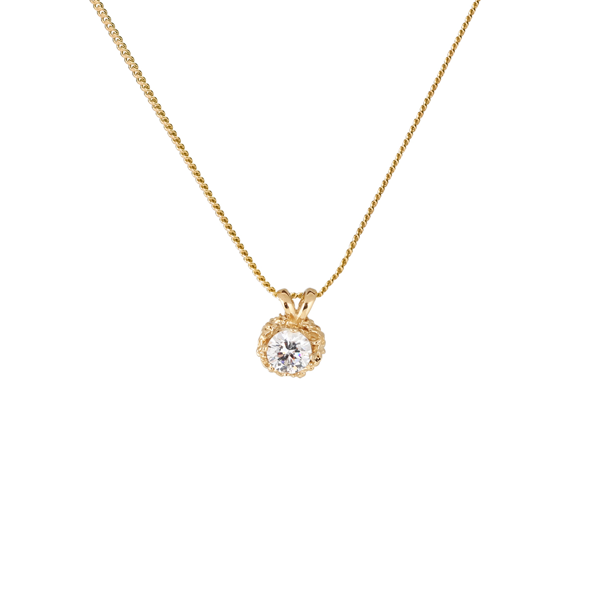 Necklace in gold with a white diamond