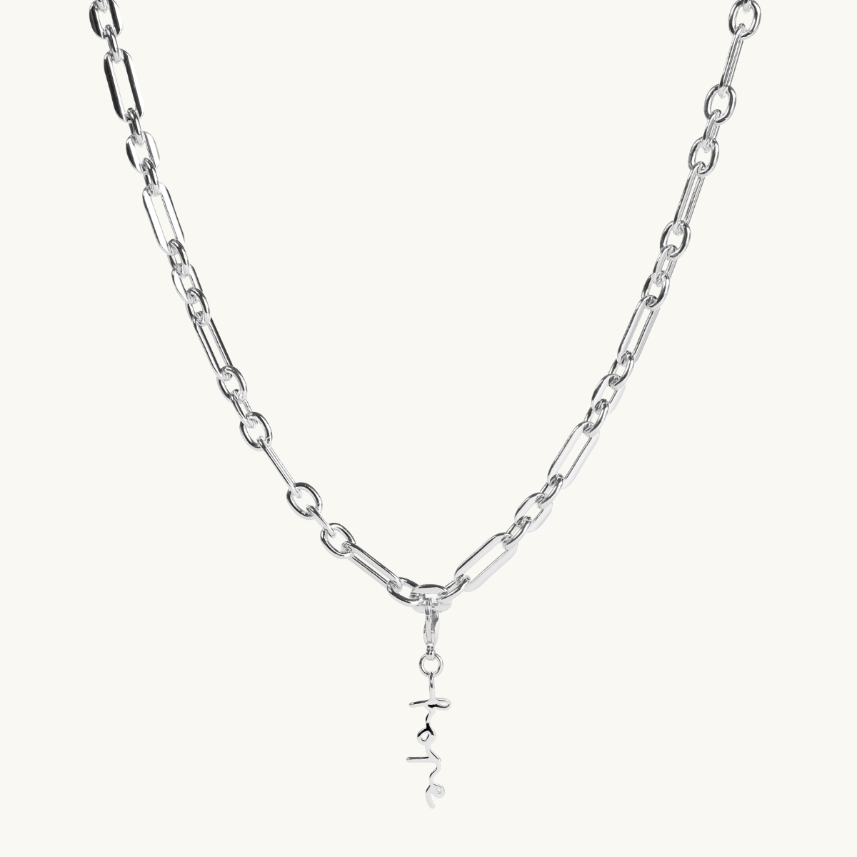 Hope on a chunky silver chain.