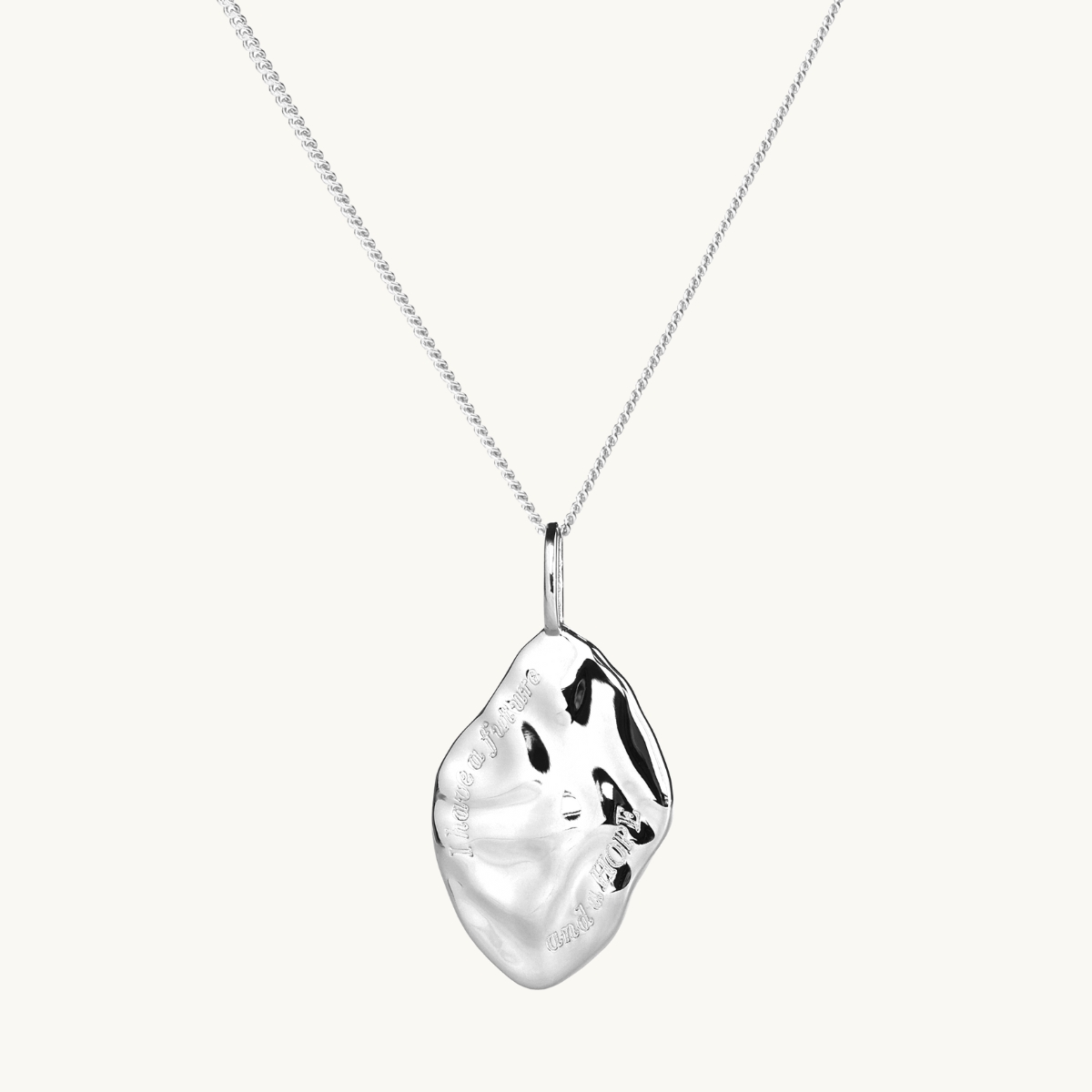 irregular shape on a pendant in sterling silver