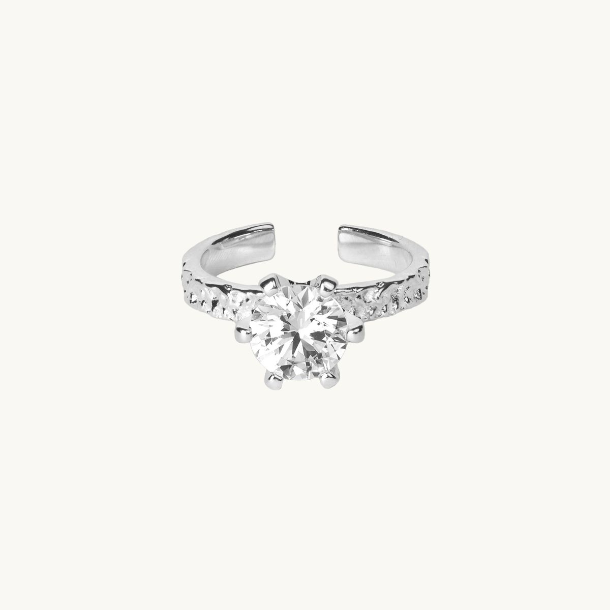 Adjustable princess ring in silver with cz stone