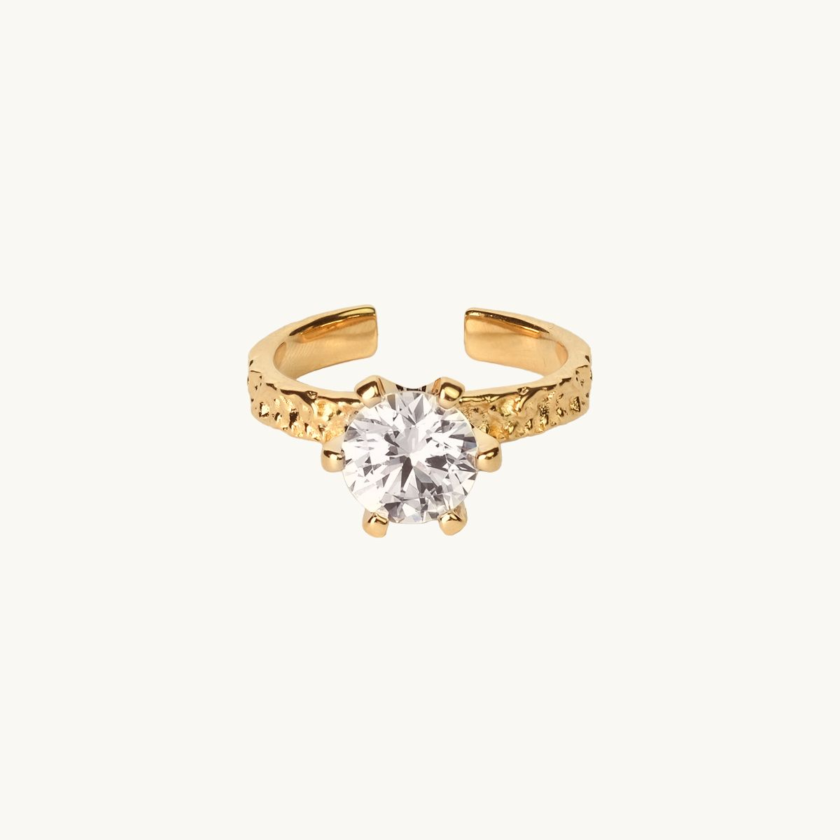 Adjustable princess ring in gold with cz stone