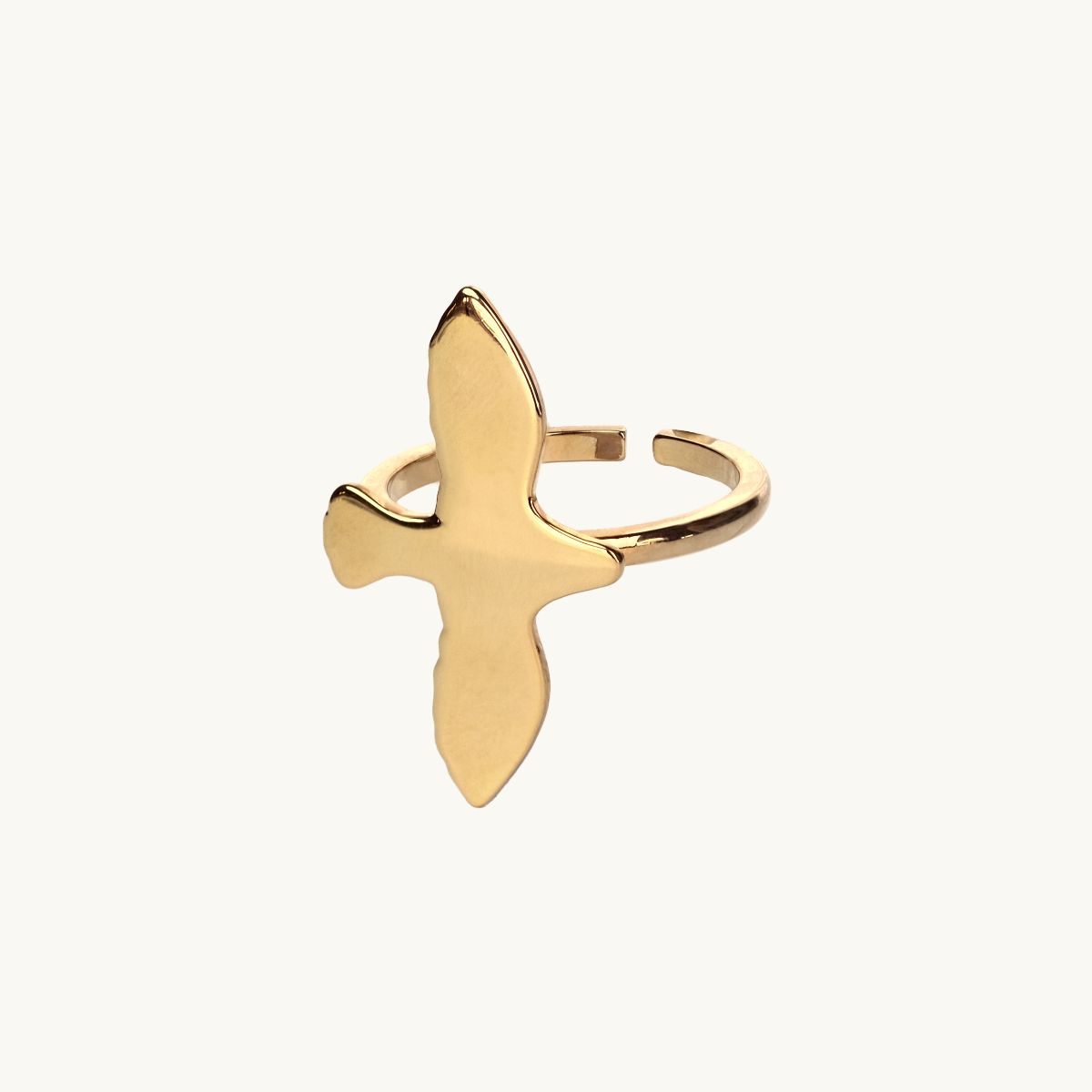 Adjustable ring in gold in shape of a dove