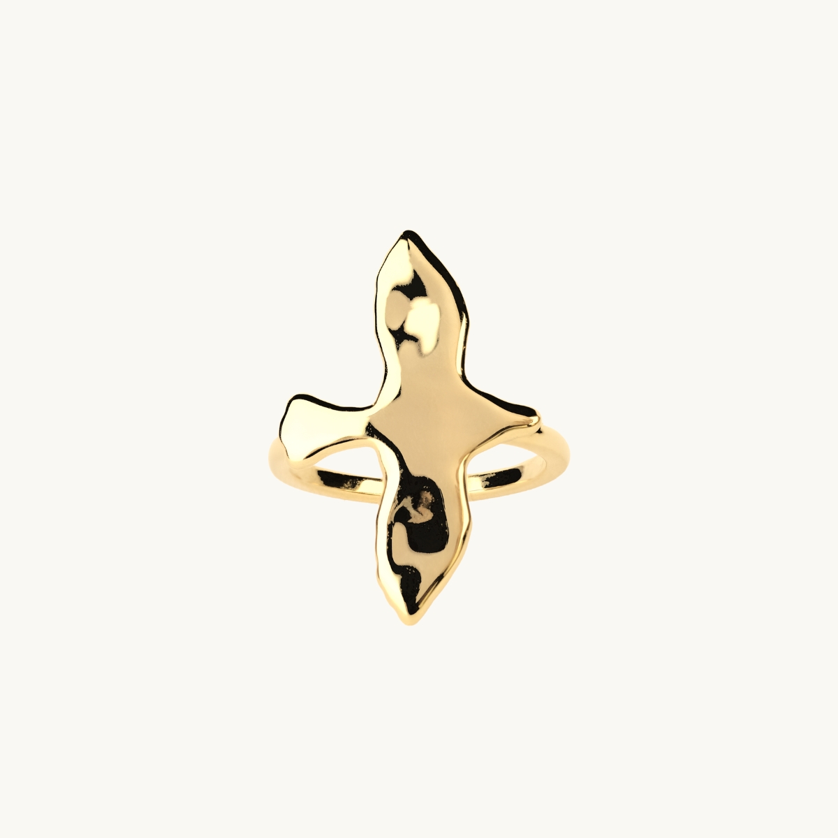 uneven dove ring in goldplated brass