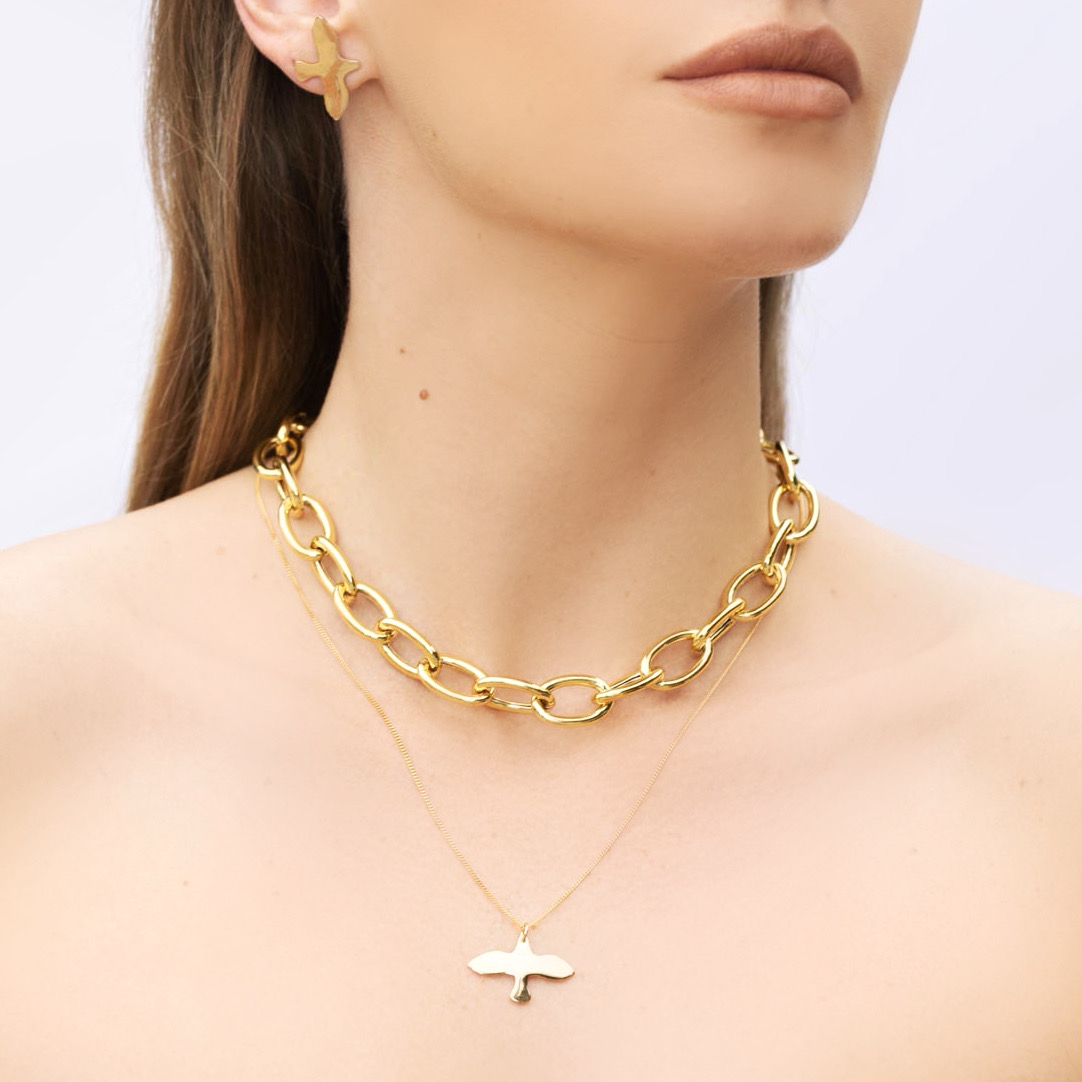Sarafina Gold-Tone Diamond-Accent Dove Necklace