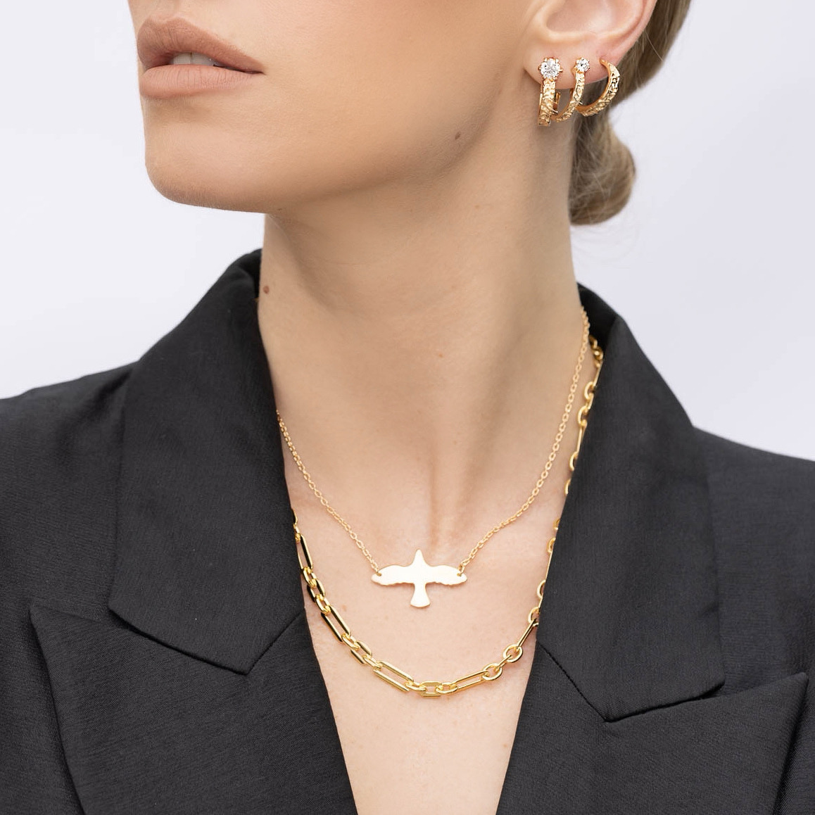 Gold cross clearance with dove necklace