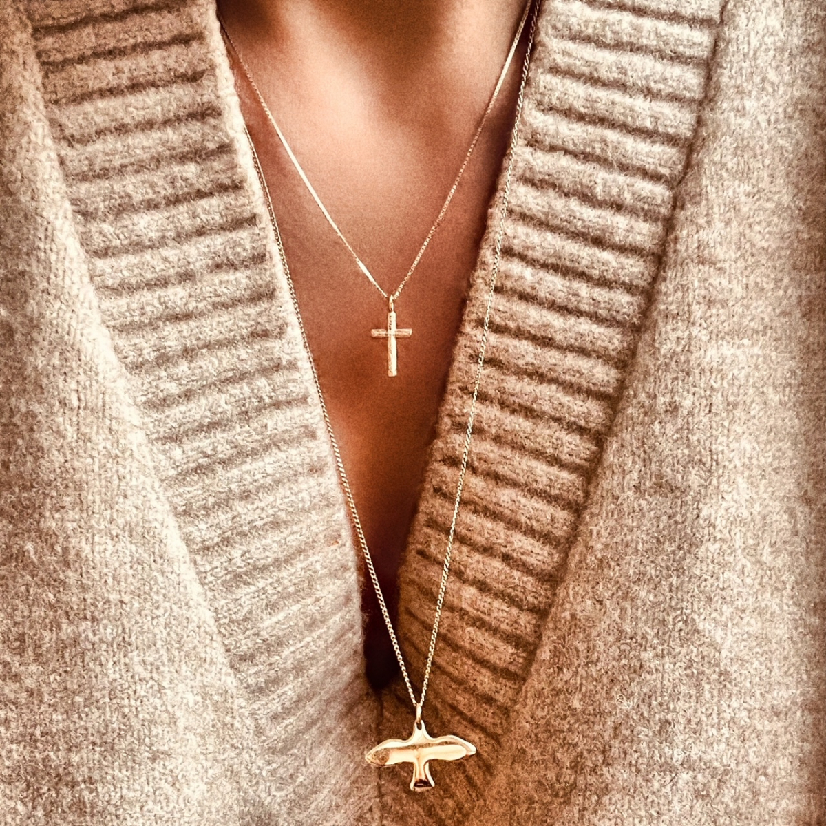 Gold cross clearance with dove necklace