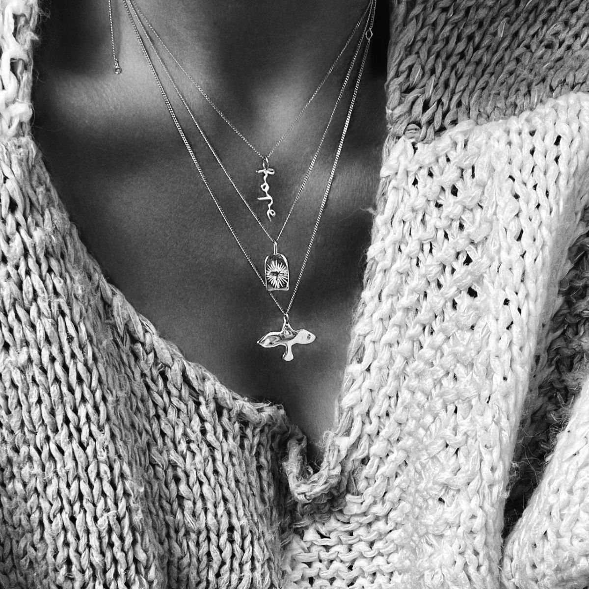 a necklace with a window