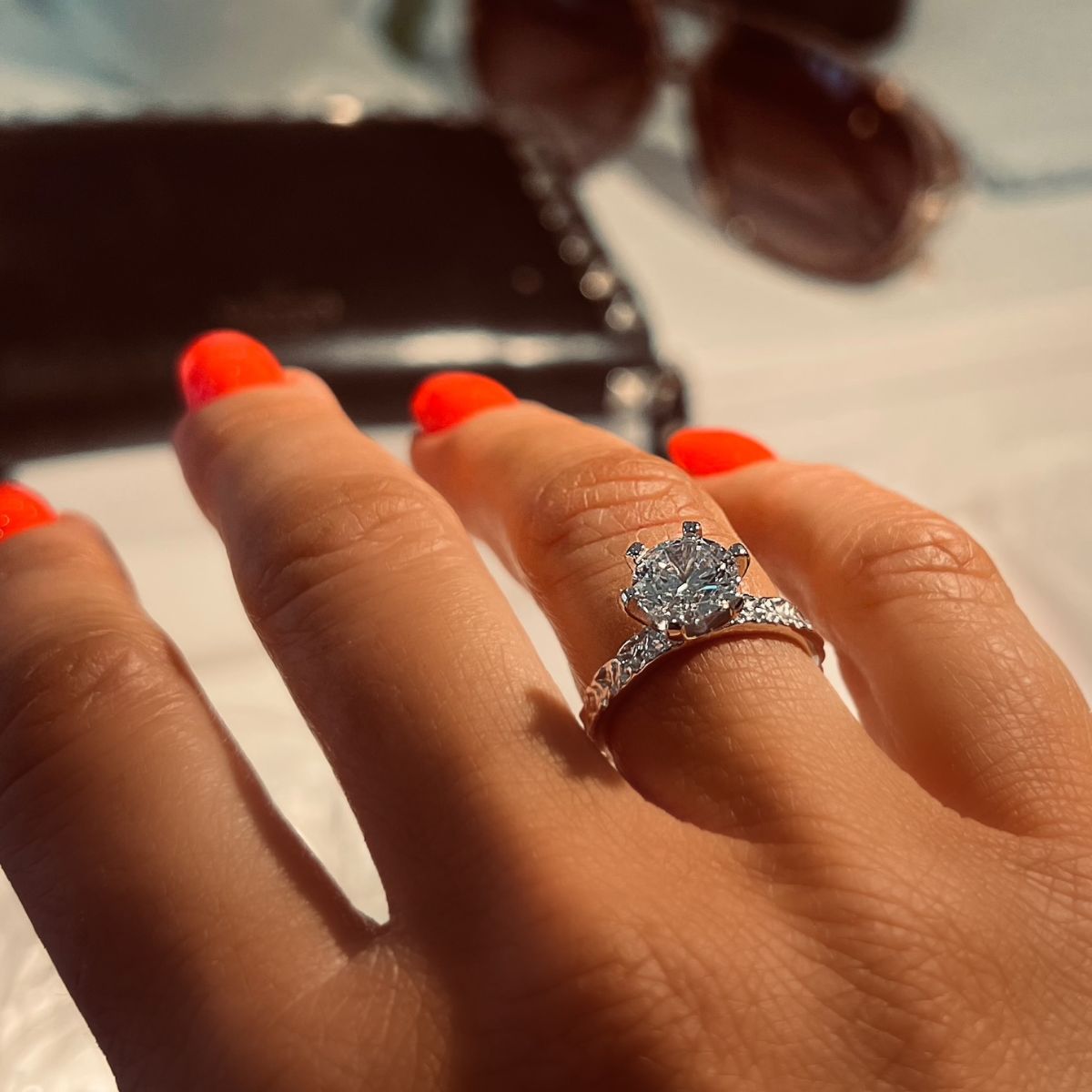 Adjustable princess ring in silver with cz stone