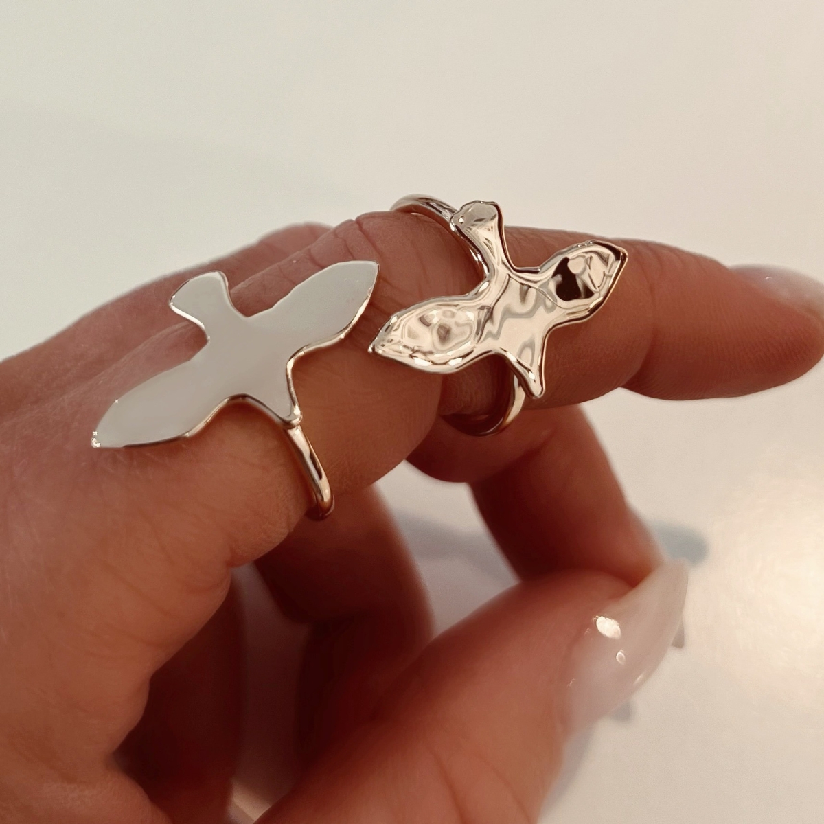 uneven dove ring in sterling silver