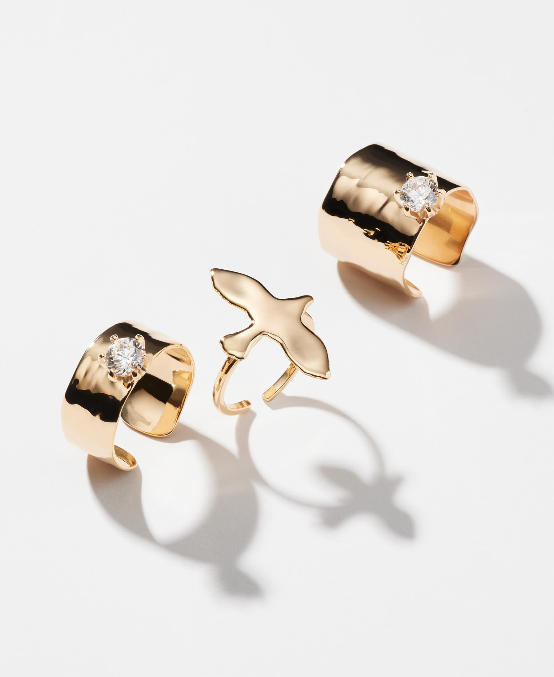 Gold rings from the Dove and Princess collection