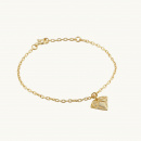 Bracelet in gold plated brass with a diamond pendant