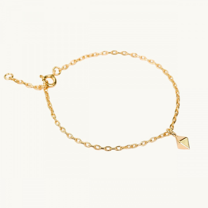 Bracelet with diamond pendant in gold plated brass