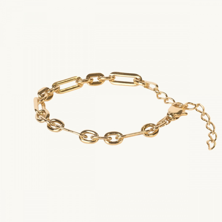 A gold bracelet with links