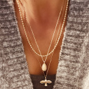 Necklace dove, dew, globe, gold