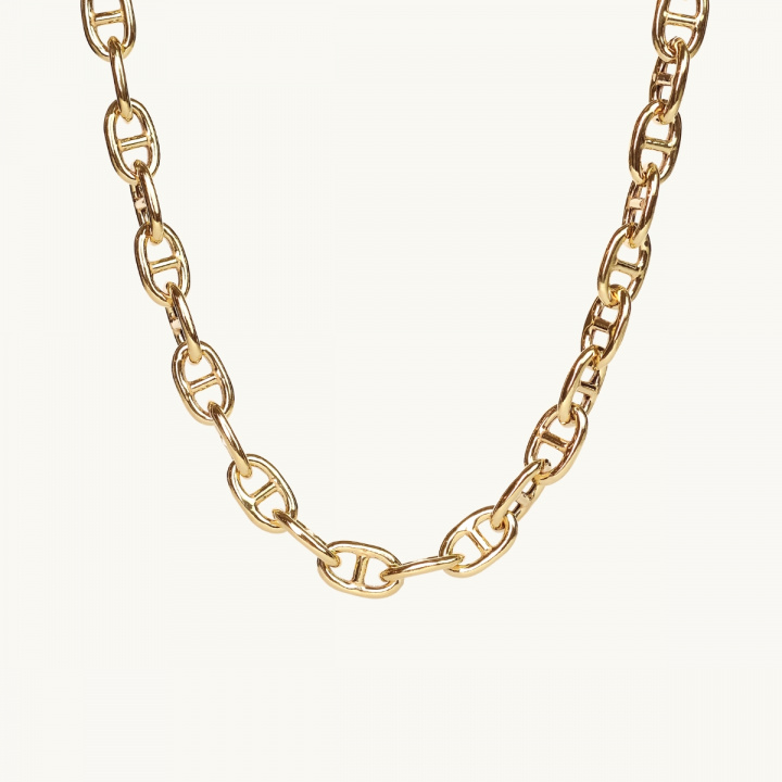 Gold necklace with anchor link chain