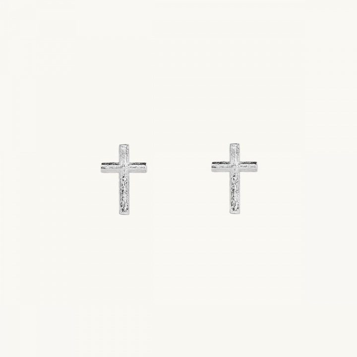 Cross pin earrings in silver