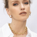 Cross earrings in gold, hoops and pin