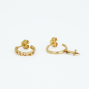 Earrings, dove and link in gold plated brass