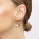 Combination earrings on ear, large and small dove on hoop